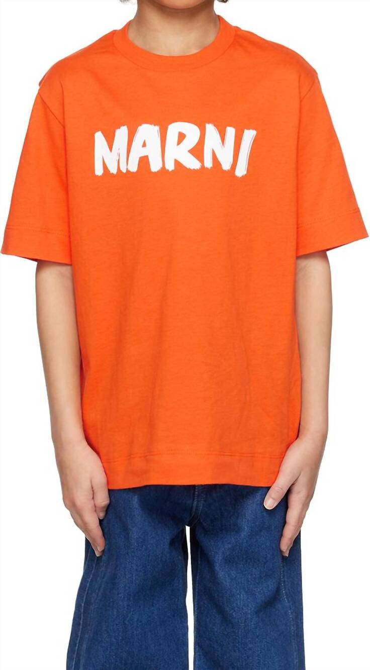 NEW MARNI kids logo print t-shirt in orange